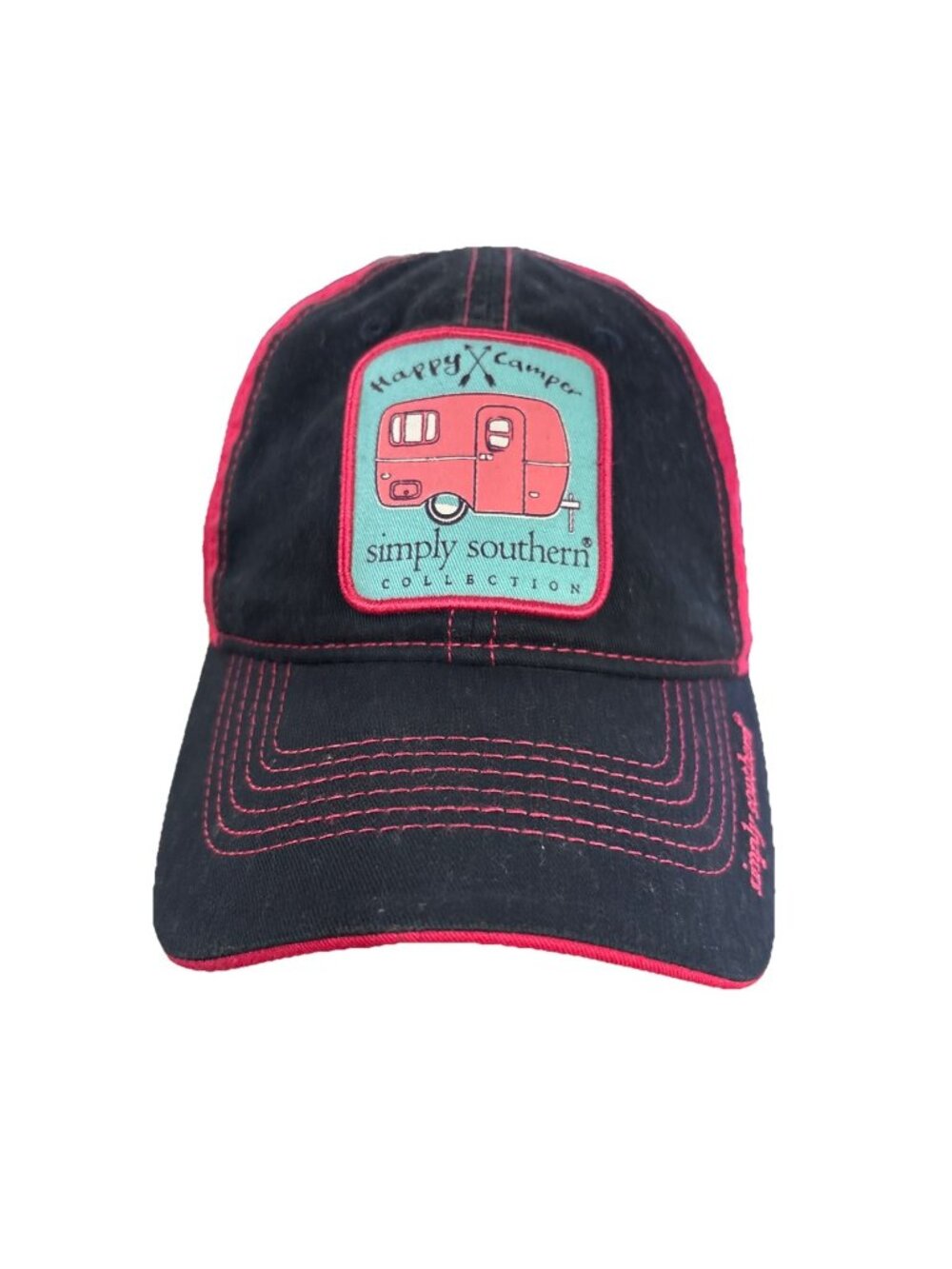 Simply Southern Hat Cap Womens Pink Graphic Adjustable Casual Spell Out Patch